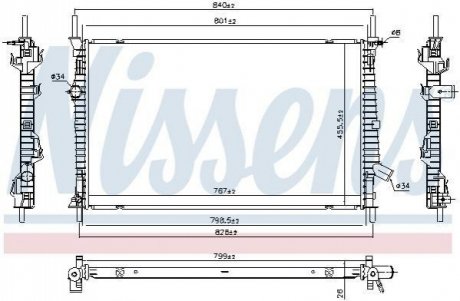 606537 Nissens Радіатор охолодження FORD TRANSIT (TTG) (13-) 2.0 TDCi (вир-во Nissens)