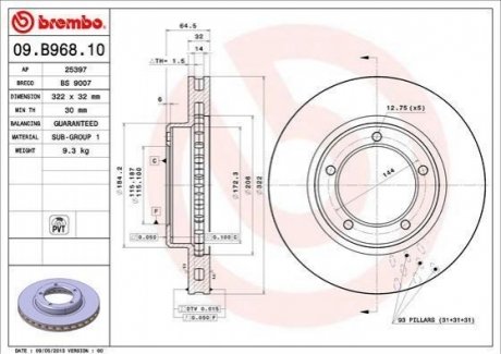 09.B968.11 Brembo Гальмівний диск