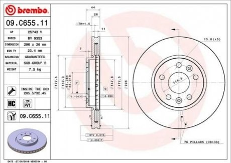 09.C655.11 Brembo Гальмівний диск