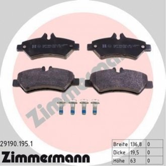 29190.195.1 Otto Zimmermann GmbH Колодки тормозные (без датчика)