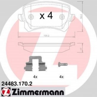 24483.170.2 Otto Zimmermann GmbH Колодки тормозные (без датчика)