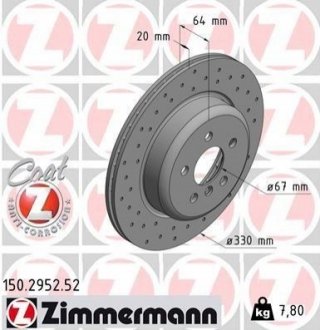 150.2952.52 Otto Zimmermann GmbH Диск тормозной правый Sport