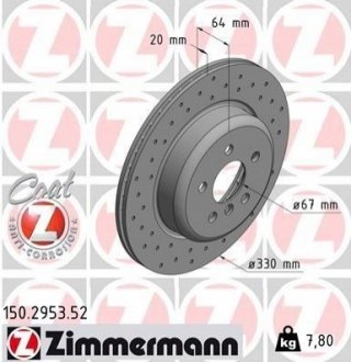 150.2953.52 Otto Zimmermann GmbH Диск тормозной левый Sport