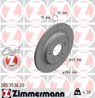 285.3536.20 Otto Zimmermann GmbH Диск тормозной задний