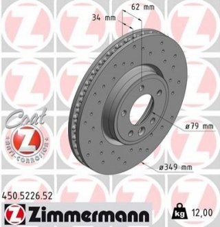 450.5226.52 Otto Zimmermann GmbH Диск тормозной Sport