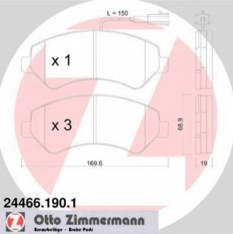 24466.190.1 Otto Zimmermann GmbH Комплект гальмівних колодок