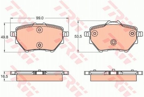 GDB2036 TRW Комплект гальмівних колодок з 4 шт. дисків