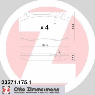 232711751 Otto Zimmermann GmbH Колодки гальмівні дискові, к-кт