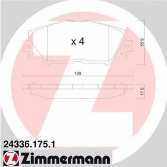 243361751 Otto Zimmermann GmbH Колодки гальмівні дискові, к-кт