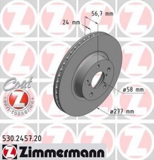 530245720 Otto Zimmermann GmbH Диск гальмівний Coat Z