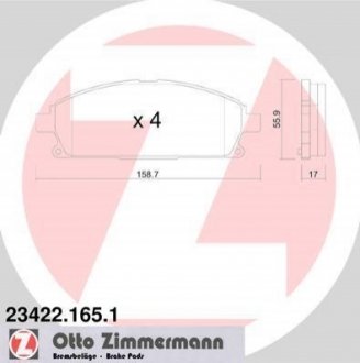 234221651 Otto Zimmermann GmbH Колодки гальмівні дискові, к-кт