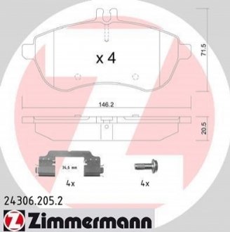 243062052 Otto Zimmermann GmbH Колодки гальмівні дискові, к-кт