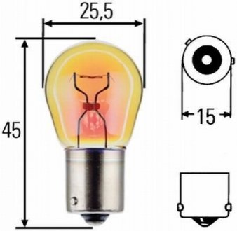 8GA006841241 Hella Лампа розжарювання, PY21W 24V 21W BAU 15s Amber