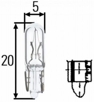 8GP938026001 Hella Автолампа T05 12V 2,3W