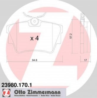 239801701 Otto Zimmermann GmbH Колодки гальмівні дискові, к-кт