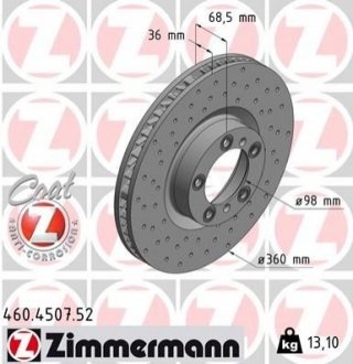 460450752 Otto Zimmermann GmbH Диск гальмівний SPORT Z правий