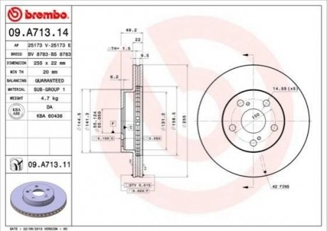 09.A713.11 Brembo Гальмівний диск