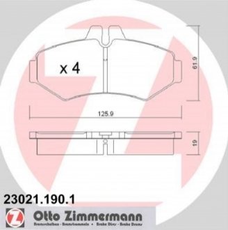 230211901 Otto Zimmermann GmbH Колодки гальмівні дискові, к-кт